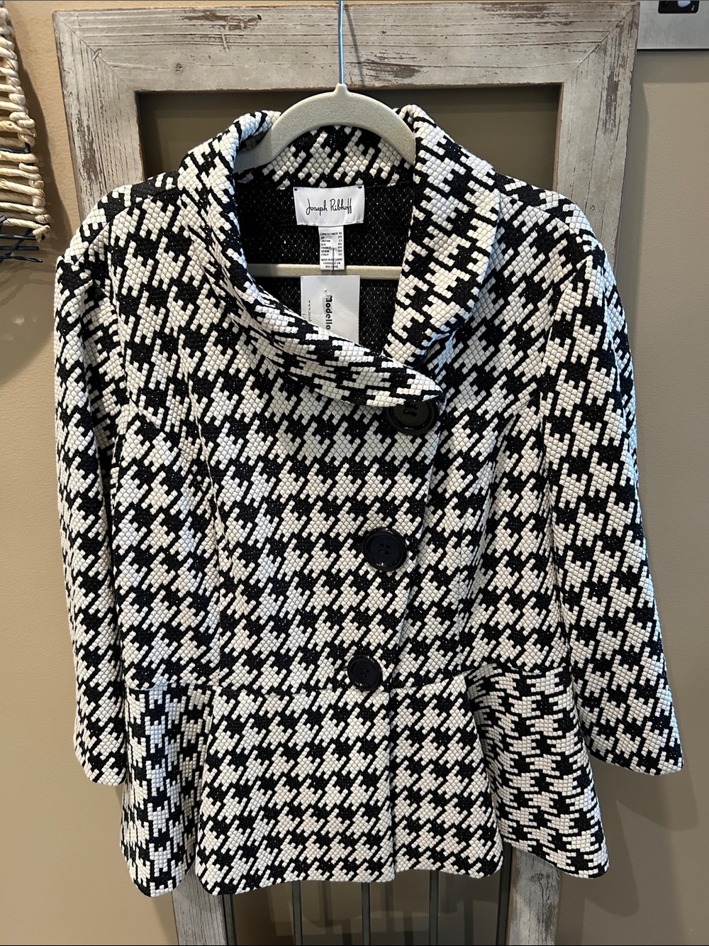 Joseph Ribkoff Black and White Houndstooth Jacket